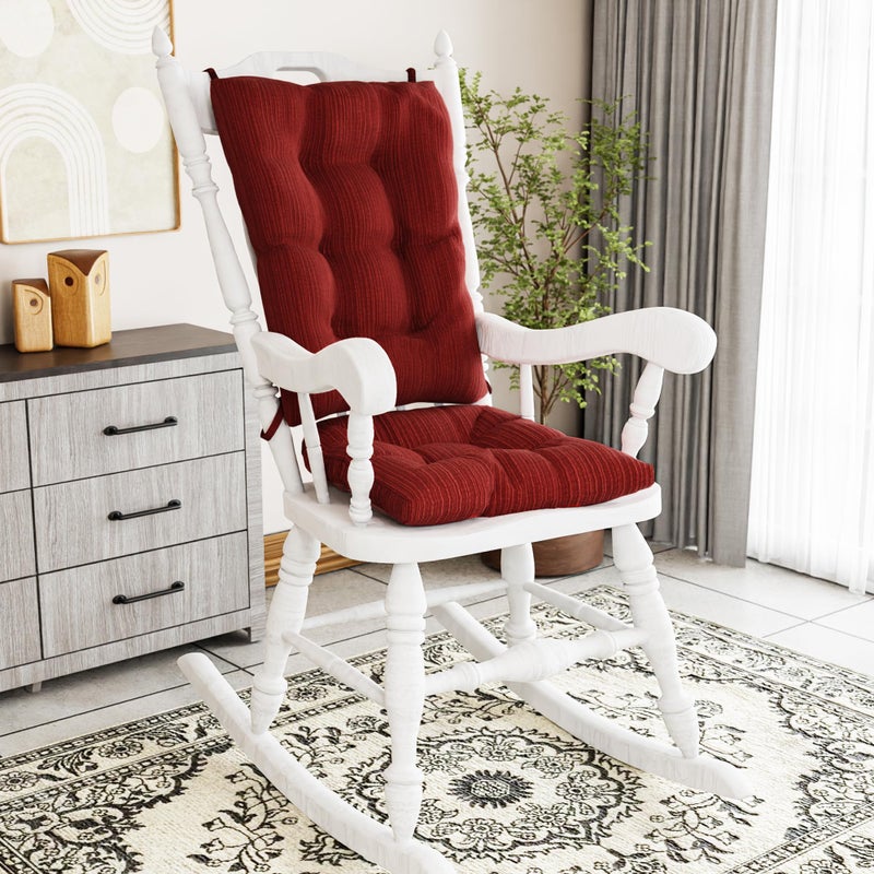 Klear Vu The Gripper Non-Slip Rocking Chair Cushion Set with Thick Padding, Includes Seat Pad & Back Pillow with Ties for Indoor Living Room Rocker, 17x17 Inches, 2 Piece Set, Garnet - Image 1